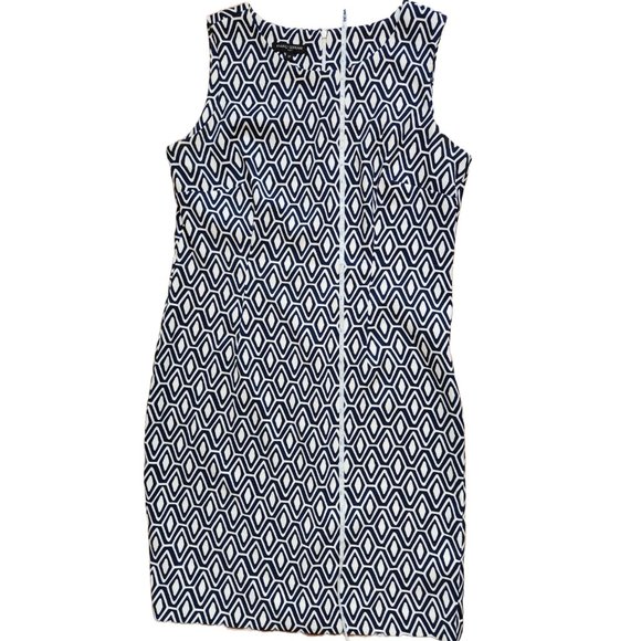 Mario Serrani graphic print navy and white sleeveless dress - Picture 3 of 6
